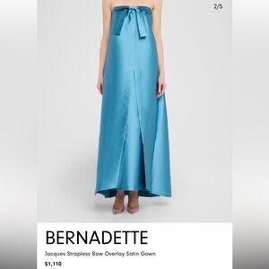 Bernadette Jacques Strapless Bow Overlay Satin Gown